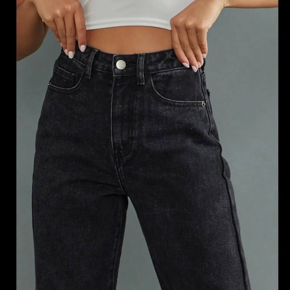 NWT!! Black high waist split bottom jeans - Picture 4 of 4